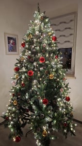 Yorbay 150cm Artificiale Albero di Natale Abete con Stand per la decorazione di Natale riutilizzabile (Albero di Natale con neve) Foto del cliente 11