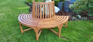 vidaXL Panca ad albero semicircolare Ø160 cm in legno massiccio di eucalipto Foto del cliente 1