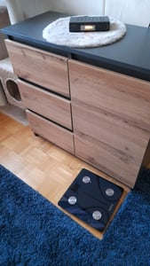 FURNICA - MIKEL - Kommode / Sideboard mit 3 Schubladen und 1 Tür - Anthrazit Grau / Wotan Eiche H75cm B80cm T35cm Kunden-Foto 3