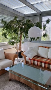 cagü: Design Bogenlampe LUXX Orange mit Marmorfuß Weiß 175-205cm Höhe verstellbar Designklassiker Kunden-Foto 1