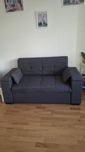 Sofá cama BEALIFE de 157x72x84 cm, 2 plazas | Sillón multifuncional 3 en 1 con función de reclinación y cojín | Ideal para salones y habitaciones de invitados | Gris claro | AR27 Foto del cliente 1