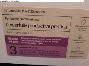HP OfficeJet Pro 9125e Wireless All-in-One Farbe Drucker, Instant Ink; Beidseitiger Druck, Thermal Inkjet, Farbdruck, 4800 x 1200 DPI, A4, Direktdruck, Grau Kunden-Foto 2