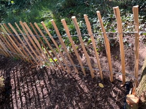 Staketenzaun in 26 Größen - Holzzaun aus Haselnuss - Gartenzaun Holz Höhen 50 cm - 150 cm Länge 5/10 Meter - Kastanienzaun für Garten (80cm x 10m Kunden-Foto 3