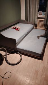 Homestyle4u Ausziehbett 90x200 Kinderbett Weiß Holzbett mit Lattenrost Tagesbett ausziehbar Kunden-Foto 1