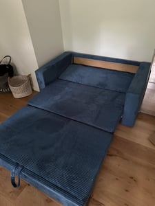 Sofa AIKIDO 150x85 - mit schlaffunktion - Farben zur Auswahl - modernen Sofa - mit Bettkasten - Moderner Cordstoff - Stoff POSO 047 Olivgrün Kunden-Foto 2