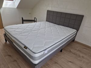 Yaheetech Polsterbett 160 x 200 cm, Doppelbett mit höhenverstellbarem Kopfteil, Bettrahmen Bettgestell mit Lattenrost, Beige Kunden-Foto 2