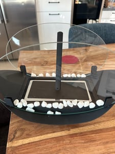 Kominek stołowy Olvy - kompletny zestaw do kominka stołowego - 32 cm - w tym kamienie dekoracyjne - kominek na bioetanol do użytku wewnętrznego i zewnętrznego Zdjęcie produktu od klienta nr 1