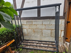 Metall Kaminholzregal Außen 185 x 70 x 185 cm, Basic - 30 mm Stahlprofil, Anthrazit, Wetterfest, Kapazität 2,3 m³ (3,5 SRM), XXL Garten Kaminholzunterstand Stapelhilfe Kunden-Foto 1