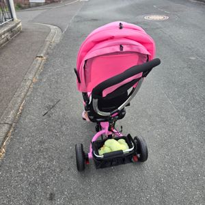 Spielwerk® Dreirad 4in1 mit Schubstange ab 1 Jahr Drehbarer Sitz Getränkehalter Sonnendach Kinderdreirad Fußablage Baby Buggy Laufrad Kleinkind Rosa Kunden-Foto 1