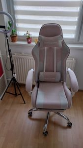 GTPLAYER Fotel biurowy Fotel do gier Fotel do gier z tkaniny Ergonomiczny fotel do gier z podnóżkiem, zagłówkiem i poduszką lędźwiową, wyściełany fotel do gier, zielony Zdjęcie produktu od klienta nr 5