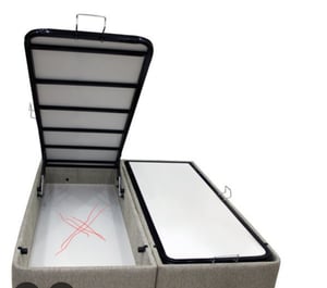 Flieks Hydraulisches Polsterbett 90x200cm mit LED, Jugendbett Einzelbett mit Lattenrost, Stauraumbett Boxspringbett höhenverstellbarem Kopfteil, Samt Kunden-Foto 1