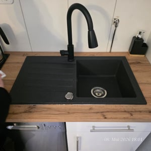 Küchenarmatur Wasserhahn Küche Edelstahl mit Herausziehbarer Spültischarmatur mit Hoher Auslauf für die Küche Delvant AYRO schwarz Kunden-Foto 2