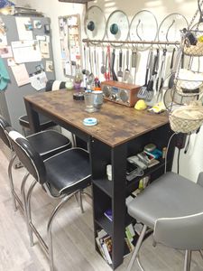 Bartisch 'Danderyd' Bartheke 120 x 60 x 106 cm mit 3 Ablagefächern Betonoptik Kunden-Foto 1