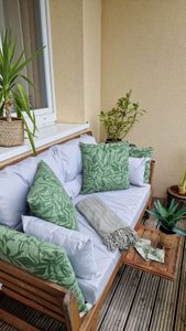 Hollywoodschaukel Auflage, 120x50x50, Glatt-Pik, Gartenbankauflage Sitzkissen Rückenkissen Matratze, Flachs [133] Kunden-Foto 1