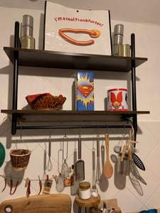 Scaffale a muro in stile industriale con ganci, 80x64 cm - Scaffale da cucina sospeso - Scaffale decorativo in legno - Scaffale a muro Per soggiorno, bagno, ufficio Foto del cliente 1