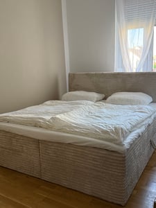 Boxspringbett Mollo mit 2 Bettkästen, Doppelbett mit Bonell-Matratze und Topper, Polsterbett in weichem Cordstoff, Bett, Boxbett, Bettgestell für Schlafzimmer (Braun (Tilia 17), 140 x 200 cm) Kunden-Foto 1