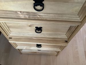 Schreibtisch SALSA im Mexiko Stil, eleganter Computertisch aus massiver Kiefer, Bürotisch mit Schubladen, gebeizt und gewachst Kunden-Foto 1