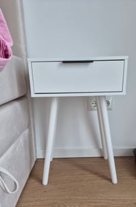 KESPER Nachttisch weiß – 40x30x59 cm – mit Schublade – - – kompakter Beistelltisch für Schlafzimmer, Gästezimmer oder Flur – 1597013 Kunden-Foto 1