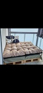Palettenkissen Outdoor Waschbar - 40x120 cm Pallettensitzkissen für Europaletten Sitzkissen Polster Beige Kunden-Foto 4