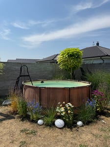 EXIT Pooltrap, výška rámu 108–122 cm, bazénový žebřík, protiskluzový, skládací, bazénové příslušenství, černý Fotografie od zákazníka č. 1