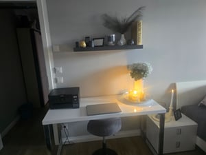 riess-ambiente Moderner Schreibtisch WHITE DESK 120cm weiß Hochglanz Bürotisch Laptoptisch Kunden-Foto 1