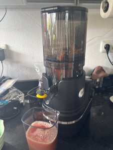 AIRMSEN Entsafter 300W, 140MM Öffnung, 2,1L Entsafter für Gemüse und Obst, Entsafter Slow Juicer mit Dreifachem Filter, Schwarz Kunden-Foto 1