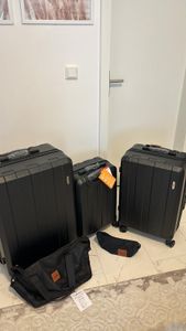 VALLSERO zestaw walizka na kółkach (M, L, XL) + torba, kosmetyczka, walizka na kółkach, walizka na kółkach, bagaż podręczny czarny Zdjęcie produktu od klienta nr 1