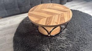 Tavolino rotondo Tribesigns, tavolo rotondo da soggiorno da 80 cm, tavolino rotondo grande da cascina con 2 ripiani, tavolino da tè marrone (venature del legno) Foto del cliente 1