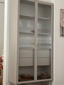 Vitrine Hoch LUMI 92 cm Eiche Dunin Braunes Antisol-Glas LED warmweiß Loft Modern Kunden-Foto 1
