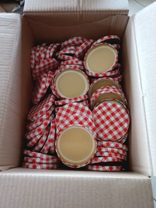 WELLGRO 100x Einmachdeckel TO82 - rot kariert - Twist-Off-Deckel Kunden-Foto 1