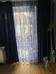 Voppi Zestaw zasłon dekoracyjnych 140x240 cm czarne zasłony półzaciemniające na żabki agrafki tunel Zdjęcie produktu od klienta nr 2