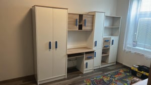 Jugendzimmer Wohnwand Kinderzimmer 300 cm Weiß/Sonoma mit rosa Griffe Markus Kunden-Foto 2