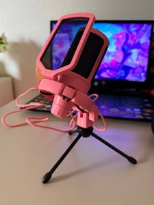 FIFINE Gaming Microphone PC USB Streaming Microphone avec support de micro, rose Photo du client 1
