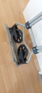Klappbarer Einkaufswagen 90kg Tragkraft, Etagenwagen mit Klappbox, 360° Rollen & Bremse, Transportwagen für Einkauf, Büro & Lager, Blau Kunden-Foto 1