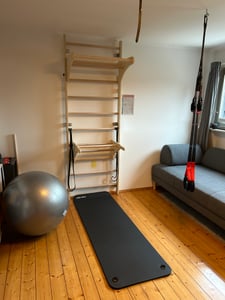 MAMOI® Gymnastikleiter für Training mit Griff und Dip-Barren, stabile Konstruktion für Krafttraining und Stretching, Wandmontage, Trainingsgriffe Kunden-Foto 1