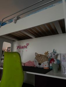 Etagenbett TOMI 4s, Hochglanz Kinderbett Hochbett, MIT Matratze  und Lattenrost (Weiss + Schwarz, Glanz) Kunden-Foto 1