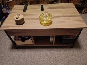 VASAGLE Couchtisch, höhenverstellbar, versteckter Stauraum, 60 x 120 x (48-62) cm Kunden-Foto 13