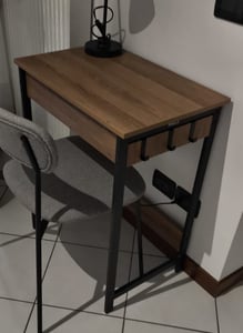 SoBuy Kompakter Schreibtisch Computertisch mit 1 Schublade und 2 Haken Kleiner Tisch Arbeitstisch PC Tisch Möbel Weiß 60x77x40cm FWT43-W Kunden-Foto 2