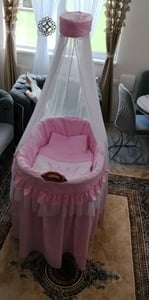 My Sweet Baby Naturfarbene Babybett mit Matratze und Baldachin Kunden-Foto 1