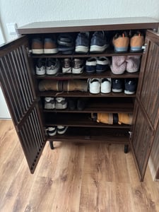 Szafka na buty Tribesigns z 6 półkami i drzwiczkami na 24 pary butów, drewniana regulowana szafka na buty, szafka na buty, ciemny orzech Zdjęcie produktu od klienta nr 6