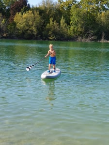 Stand Up Paddle Board 320cm 2in1 con sedile da kayak SUP surfboard gonfiabile + pagaia e doppia pagaia surfboard paddling paddleboard - blu Foto del cliente 3