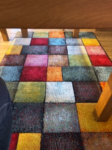 Teppich Wohnzimmer Schlafzimer Kurzflor Geometrisches Muster Retro Modern 3D Kunden-Foto 1