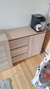 Kommode AKORD JERRY Sonoma-Eiche 80 cm Tür 3 Schubladen 2 Ebenen B80 x H77 x T35 cm Kunden-Foto 1