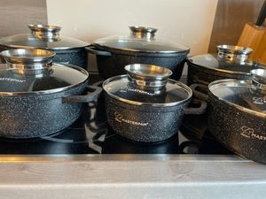12-Tlg Marmor Töpfset Mit Glasdeckel Kochtopf-Set Marmorbeschichtung Kunden-Foto 1