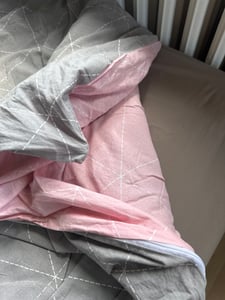 Baumwolle Bettwäsche-Set Renforcé 200x200 Rosa Raute, Graue Wendeseite, Reißverschluss Kunden-Foto 1