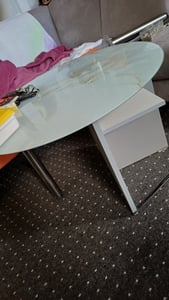 Bedruckte Glas Tischplatte Fi 90 cm – Glasplatte mit Motiv – Esstischplatte bedruckt – Sicherheitsglas mit Druck – Tischplatte Ersatz – pflegeleicht – modern – dekorativ – Motivglas – Glastisch modern – Glasplatte Kunst – Glastischplatte Nachbildung –  Eleganter Marmor mit Adern Kunden-Foto 1