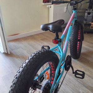 HILAND 20 Zoll Kinderfahrrad mit 4.0 Fat Tire, Shimano 7-Gang, Geeignet für Strand, Schnee, Kinder Mountainbike Jungen Mädchen, Weiß Kunden-Foto 3