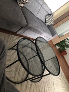Couchtisch 2er Set 'Kokkola' Metallgestell rund Rauchglas Kunden-Foto 2