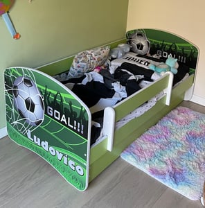 ACMA łóżko młodzieżowe łóżko dziecięce łóżko młodzieżowe kompletny zestaw ze stelażem listwowym i zabezpieczeniem przed wypadnięciem Blue 14 Goal  160x80 + podstawa łóżka Zdjęcie produktu od klienta nr 1