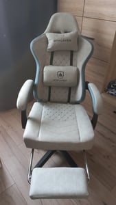 PLAYER Gaming Stuhl Ergonomischer Gaming Sessel Schreibtischstuhl PC Gamer Racing Stuhl mit Stoffoberfläche, Federsitzkissen, Verbindungsarmlehnen Kunden-Foto 17